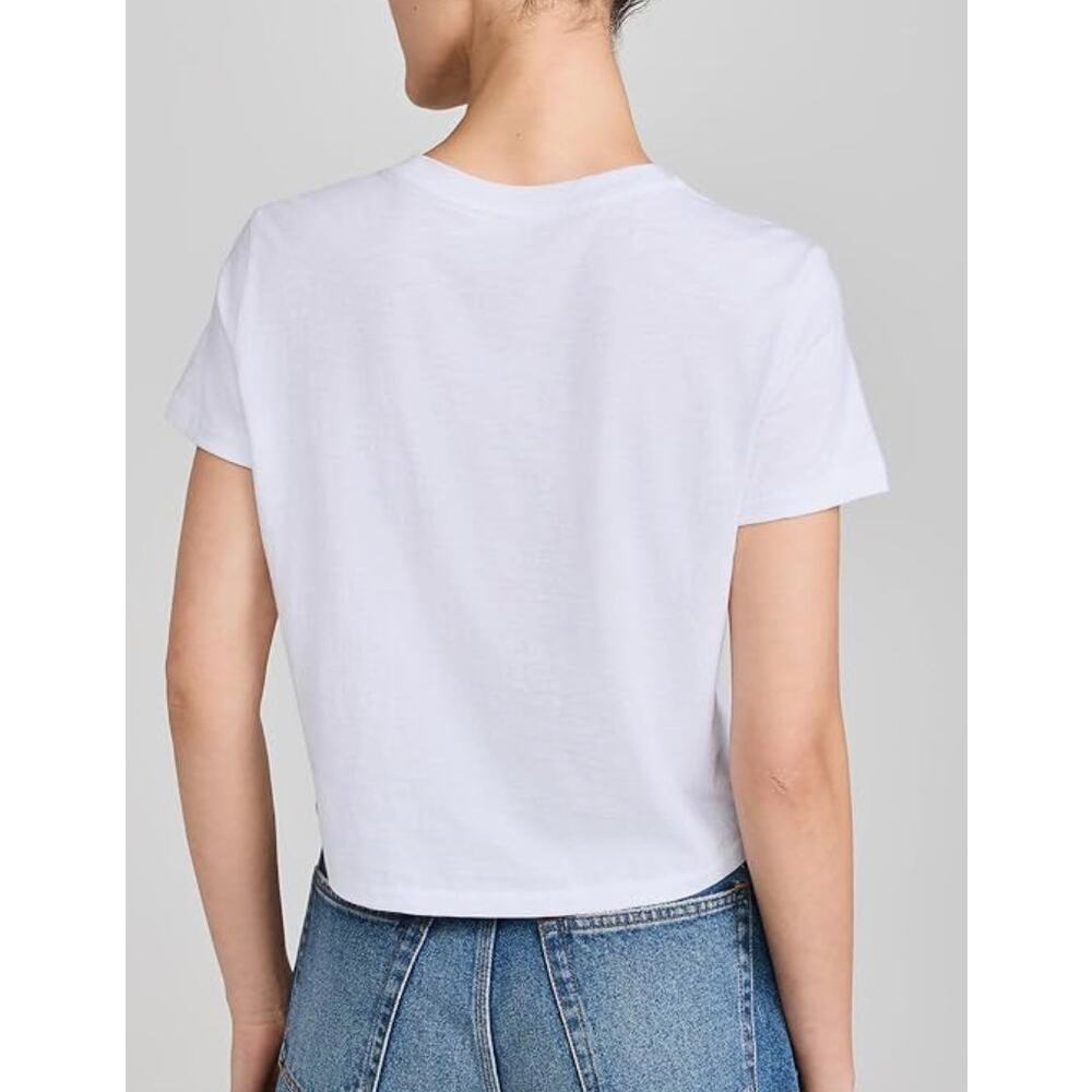 NWT Madewell White Women Slub Boxy-Crop Bella Tee Pima Cotton Causal - Picture 2 of 11